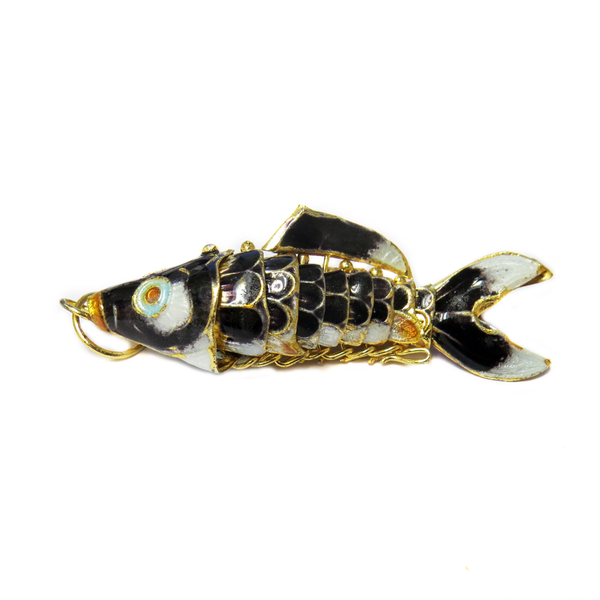 Cloissone Fish, Black, 52x17mm; 1 piece