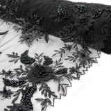 Ruby, Embroidered Lace, Black, 54" Wide- 1 Yard