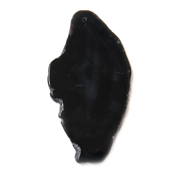 Black Agate Slice Pendant, 72x42mm - 1 piece