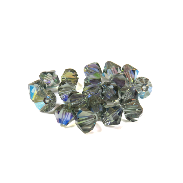 Swarovski Crystal, Bicone, 8MM - Black Diamond AB; 20pcs