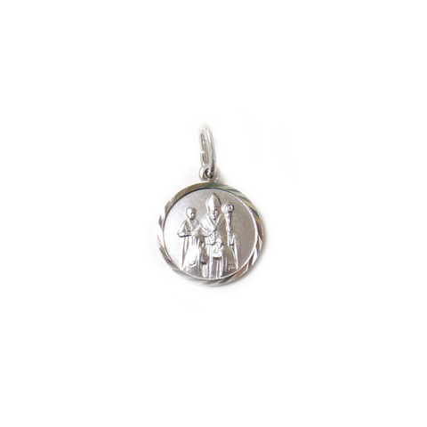 Saint Blaise Charm, Italian Sterling Silver, 14mm - 1 piece