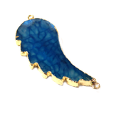 Blue Wing Agate Connector - Gold