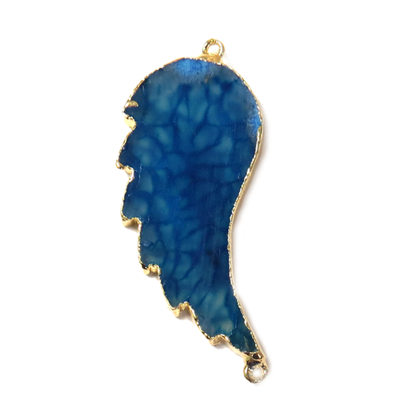 Blue Wing Agate Connector - Gold