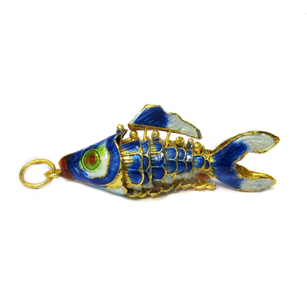 Cloissone Fish, Blue, 51x18mm; 1 piece