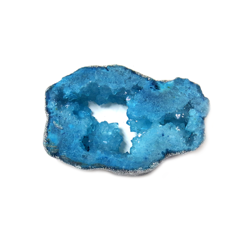 Turquoise Glitter Druzy Bead, Silver, 34x22mm - 1 piece