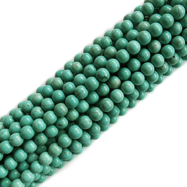7mm Blue Turquoise Round Beads; 1 strand