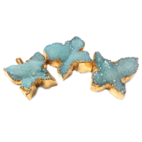 Blue Druzy Butterfly Pendant - Gold