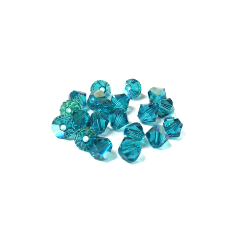 Swarovski Crystal, Bicone, 5mm - Blue Zircon AB; 20 pcs