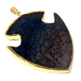 Dark Blue Arrow Head Agate Pendant, 63x44mm - 1 piece