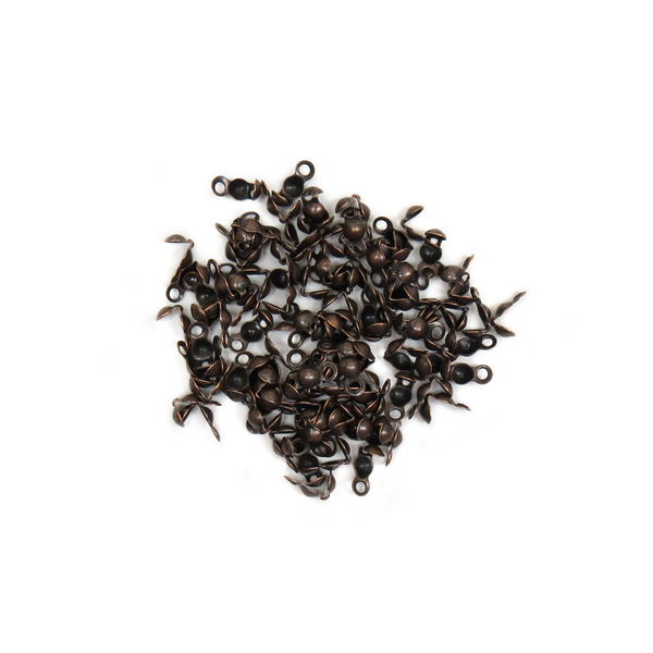 Bead Tip Bottom Clamp On, Copper, 8mm; 100 pieces