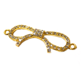 Bow Rhinestone Connector 2-Gold