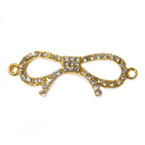 Bow Rhinestone Connector 2-Gold