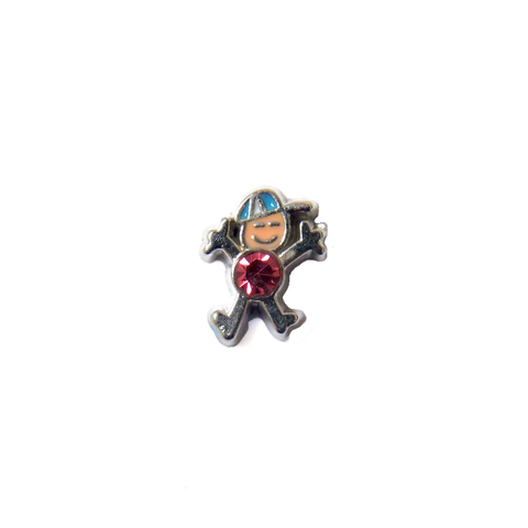 Boy with Rhinestone Fuschia -Floating Charm