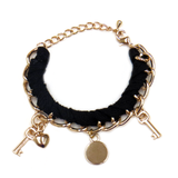 Black Bracelet with Charm, 9 inches - 1 piece