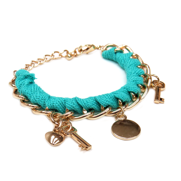 Turquoise Bracelet with Charm, 9 inches - 1 piece