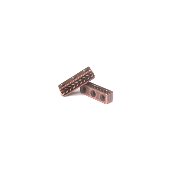 TierraCast - Antique Copper Braided Spacer Bar - 3 Hole ; 4 x15mm - 1 Piece