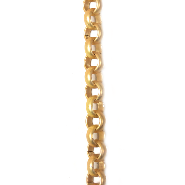 Brass Rolo Chain, Matte Gold, 10.5mm; 1 Foot