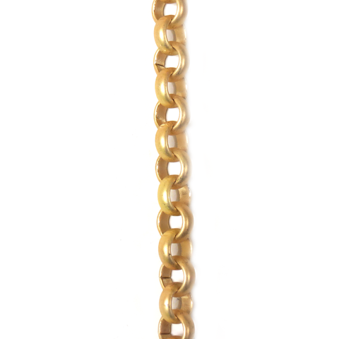 Brass Rolo Chain, Matte Gold, 10.5mm; 1 Foot
