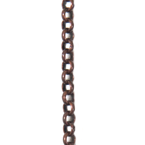 Brass Rolo Chain; Copper; 3.5mm- 1 foot