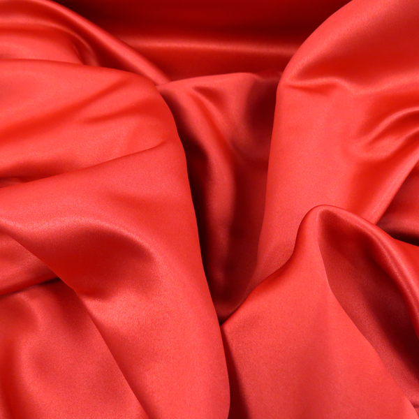 Bright Red Polyester Peau de Soie, 54" Wide- 1 Yard