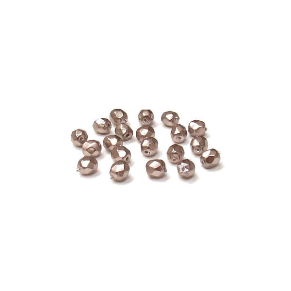 Bronze Pearl, Round Faceted Fire Polished; 6mm - 20 pcs