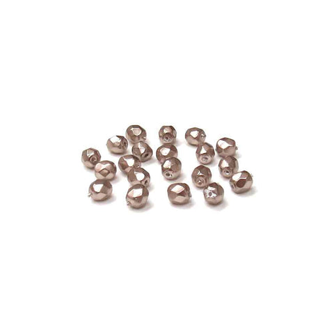 Bronze Pearl, Round Faceted Fire Polished; 6mm - 20 pcs
