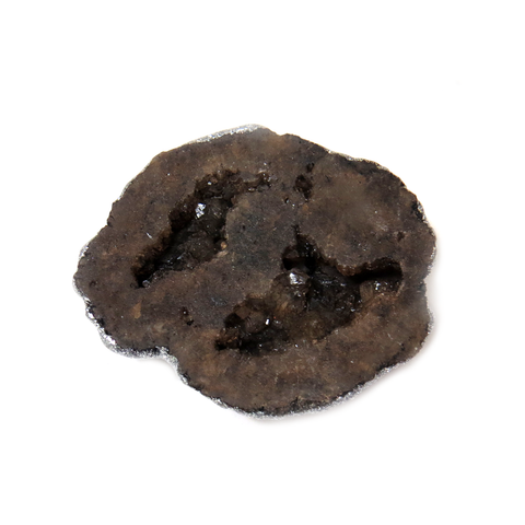 Brown Glitter Druzy Bead, Silver, 35x38mm - 1 piece