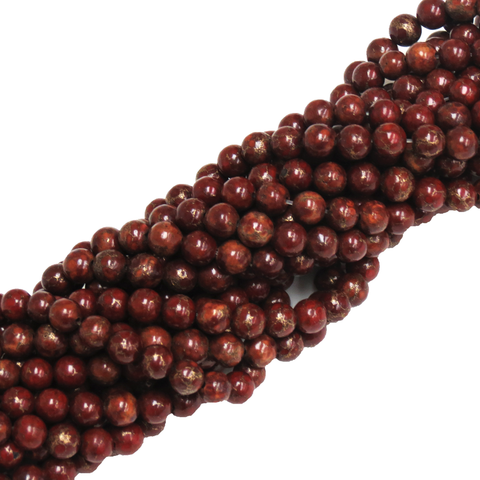 Brown Turquoise with Pyrite Stripes; Round Shape; 8mm