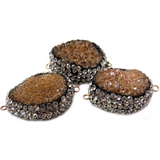 Brown Druzy Rhinestones Connector, 48x32mm - 1 piece