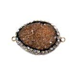 Brown Druzy Rhinestones Connector, 48x32mm - 1 piece