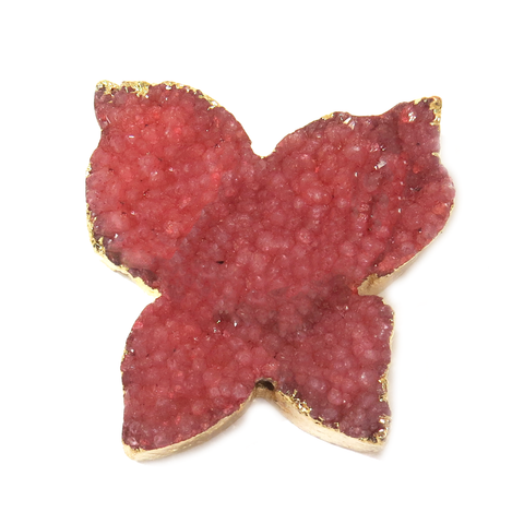 Burgundy Druzy Butterfly Bead - Gold
