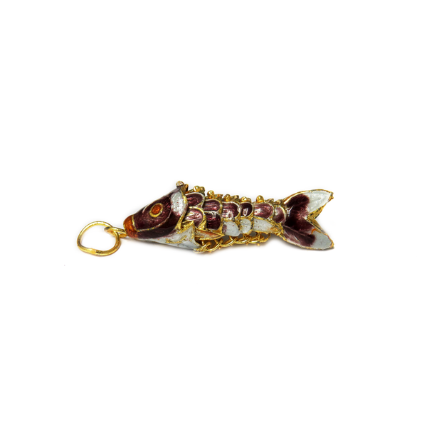 Cloissone Fish, Burgundy, 38x11mm; 1 piece