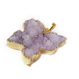 Violet Druzy Butterfly Pendant - Gold