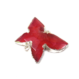 Fuschia Butterfly Agate Connector - Silver