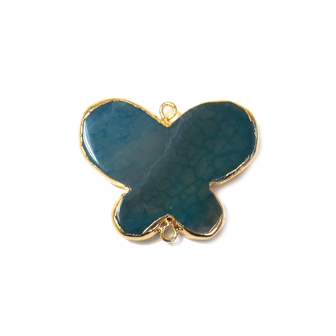 Turquoise Butterfly Agate Connector- Gold