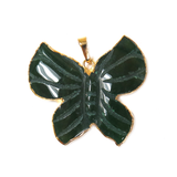 Green Butterfly Agate Pendant, Gold, 45x48mm - 1 piece