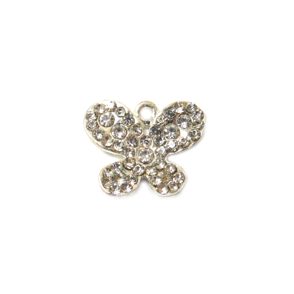 Butterfly Charm with Rhinestones, 18x21mm - 1 piece