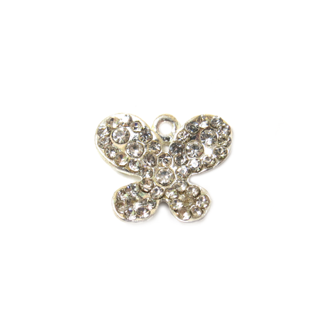 Butterfly Charm with Rhinestones, 18x21mm - 1 piece