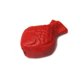 Cinnabar Carved Fish Bead, Red, 19x14mm; 1 piece