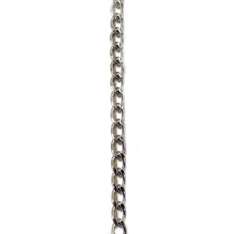 Aluminum Curb Chain, Silver, 6x4mm