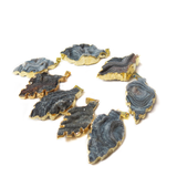 Chalcedony Druzy Leaf, Gold, 53x25mm; 1 piece