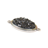 Charcoal Grey AB Druzy Resin Connector; Large - Silver