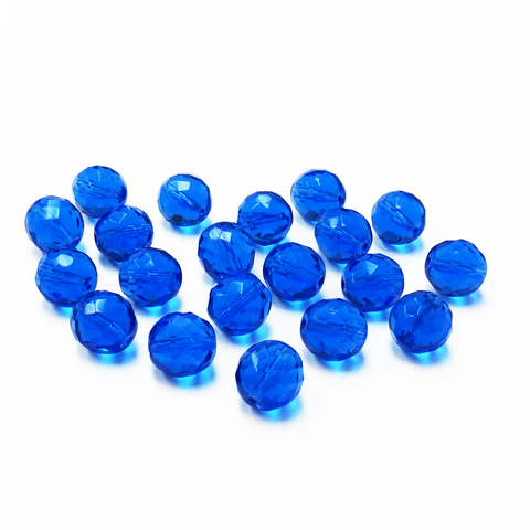 Dark Sapphire, Round Faceted Fire Polished Beads- 12mm; 20pcs