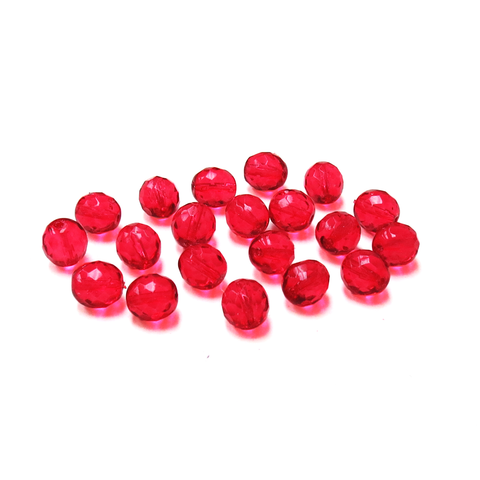 Ruby, Round Faceted Fire Polished Beads- 10mm; 20pcs