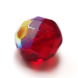 Siam AB, Round Faceted Fire Polished Beads-12mm; 20pcs.