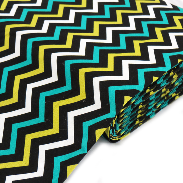 Chevron Cotton Print Fabric, Multi Green,  45" Wide- 1 Yard