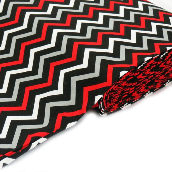 Chevron Cotton Print Fabric, Multi Red, 45" Wide- 1 Yard