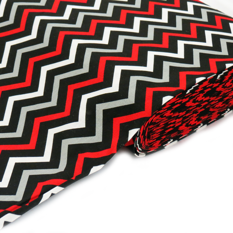 Chevron Cotton Print Fabric, Multi Red, 45" Wide- 1 Yard