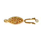 Filigree Oval Clasp, Gold Plated Brass-14x7mm; 20pcs