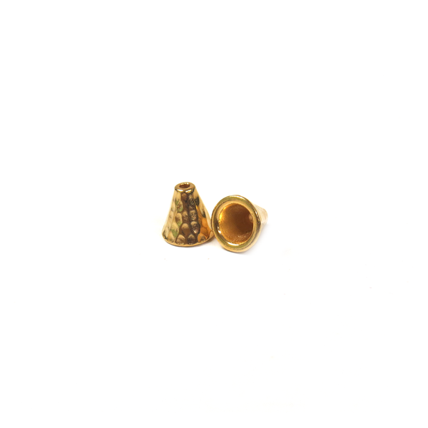 TierraCast - Hammertone Cone End Caps, Gold, 8mm - 1 pair